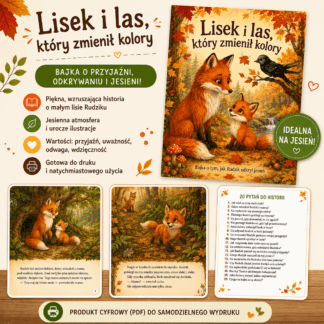 „Lisek i las, który zmienił kolory” – ilustrowana jesienna bajka dla dzieci 🍂🦊