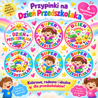 Przypinki Dzień Przedszkolaka - 6 wzorów