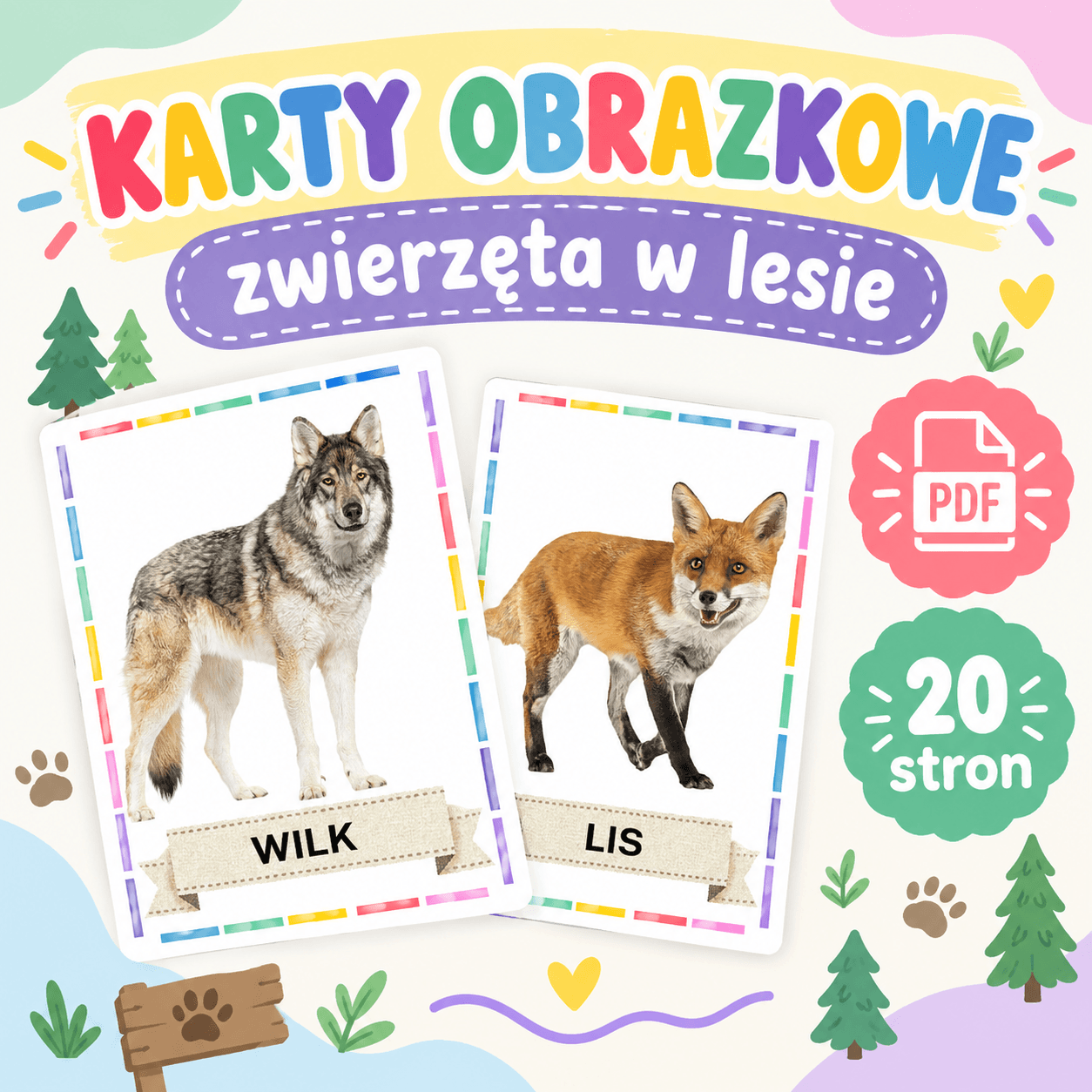 Karty obrazkowe - zwierzęta w lesie